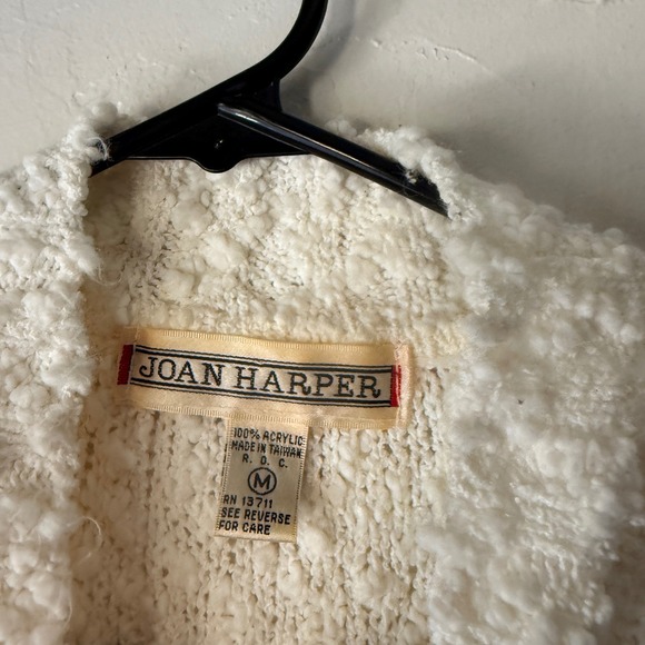 Joan Harper Cream Cable Knit Mock Neck Sweater Pullover Medium Popcorn - Picture 6 of 7